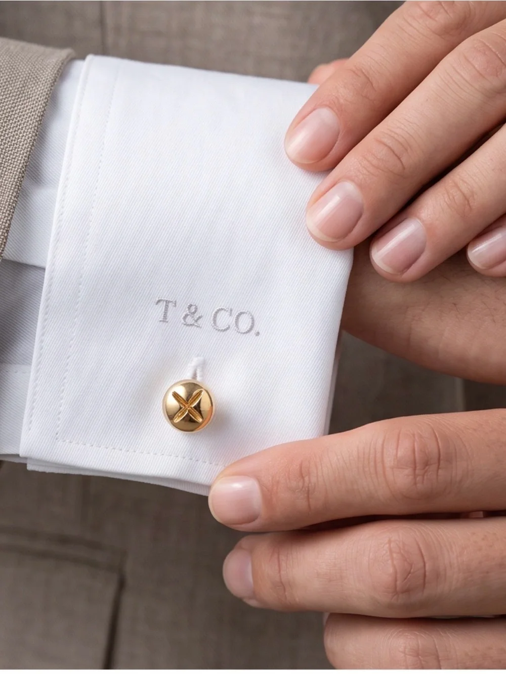 Brass Screw Cufflink - Polished Gold Tone